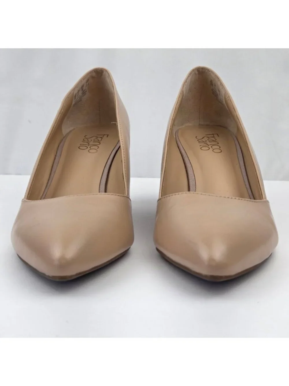 Franco Sarto Frankie Pointed Toe Leather Wedge Heels Nude Size 9M